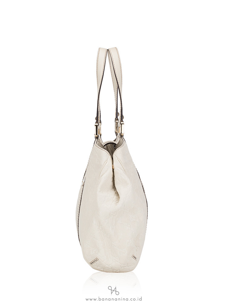 GUCCI Guccissima Web Large Hobo Off White