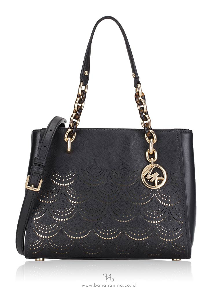 MICHAEL KORS Sofia Perforated Saffiano Medium Tote Black