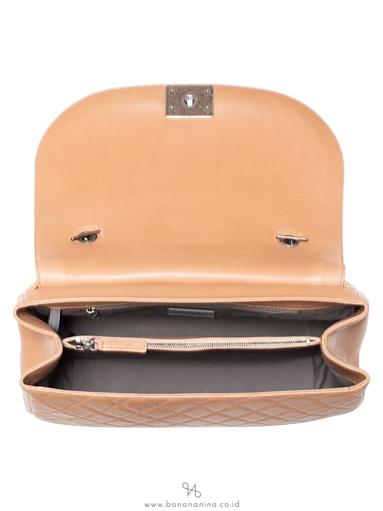 CHANEL Lambskin Antik Boy Flap Bag Beige