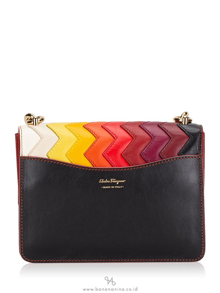 SALVATORE FERRAGAMO Sindy Zig Zag Small Flap Bag Multicolor
