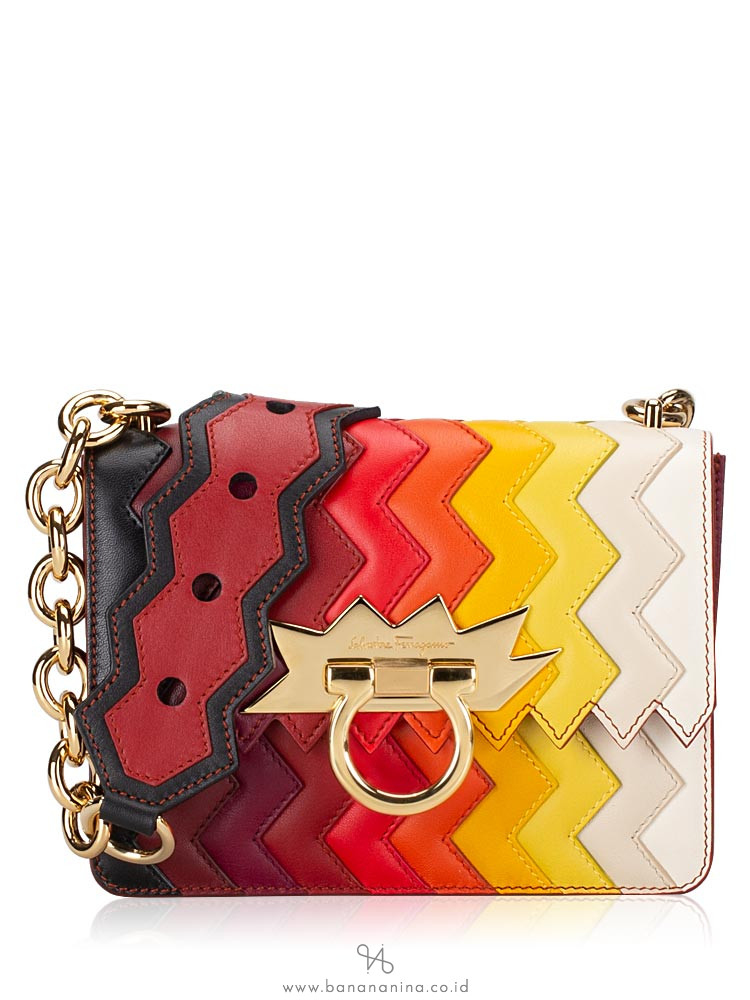 SALVATORE FERRAGAMO Sindy Zig Zag Small Flap Bag Multicolor