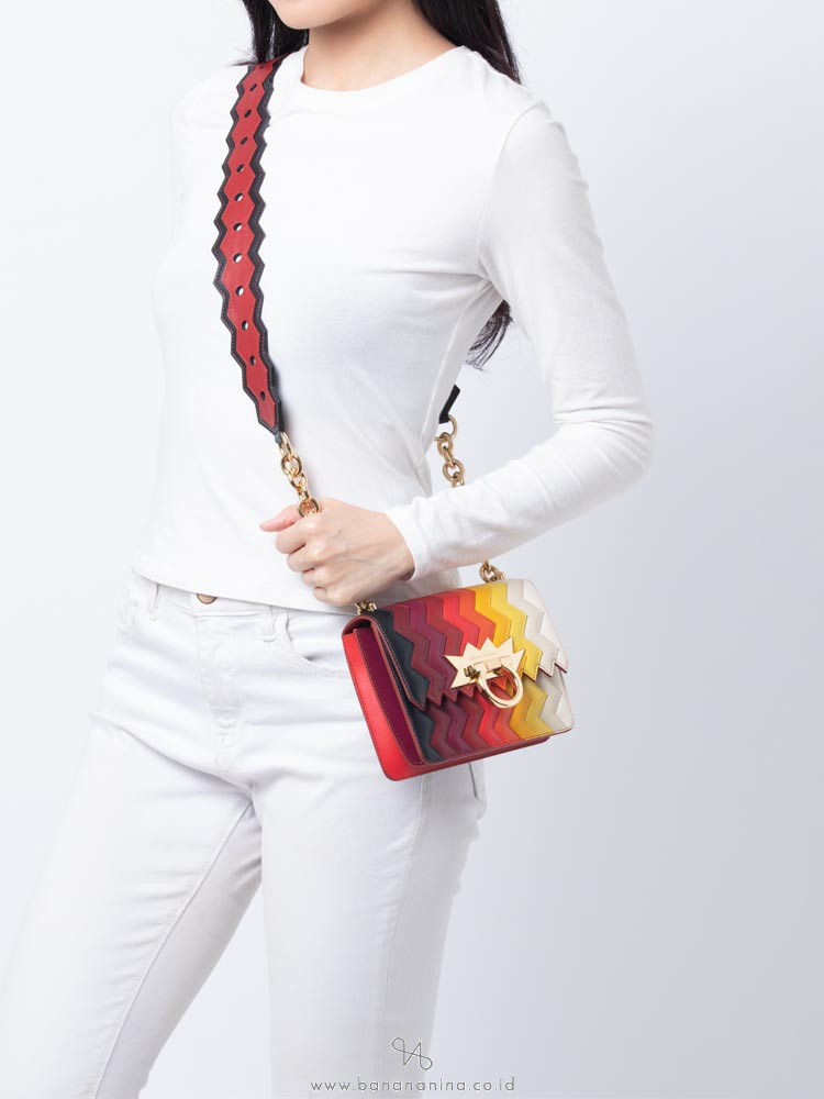 SALVATORE FERRAGAMO Sindy Zig Zag Small Flap Bag Multicolor