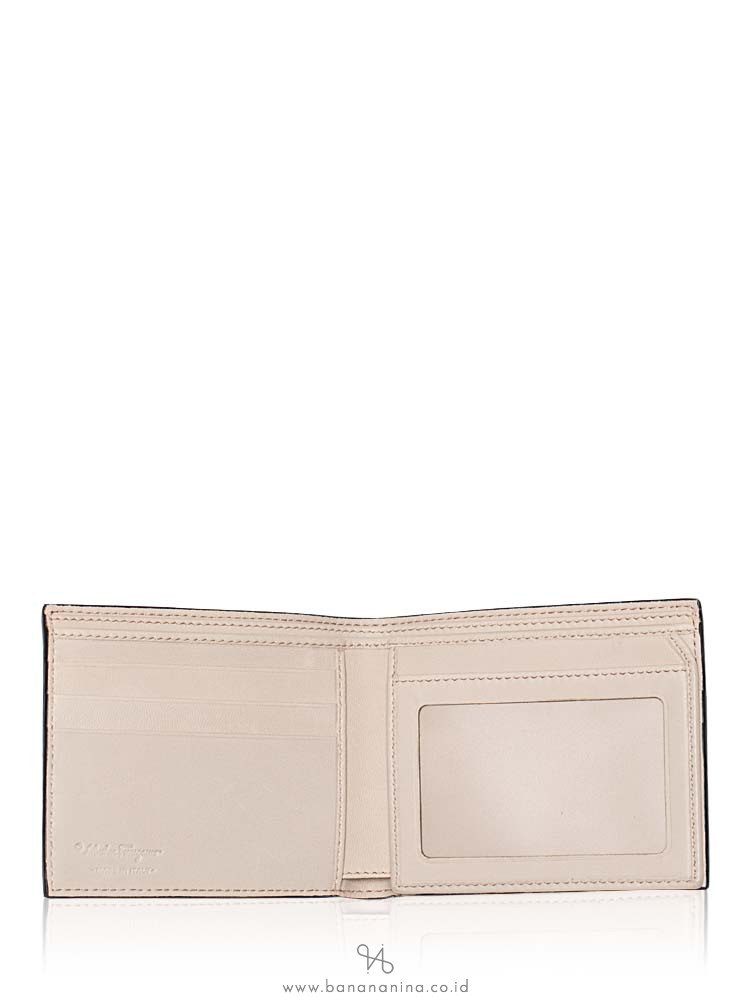 SALVATORE FERRAGAMO Men Mini Gancini Print Billfold Wallet Black