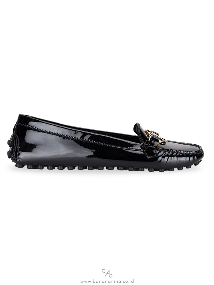 LOUIS VUITTON Patent Leather Dauphine Loafers Black Sz 40