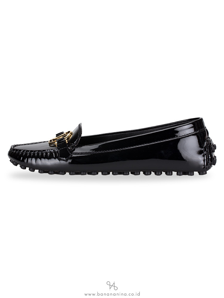 LOUIS VUITTON Patent Leather Dauphine Loafers Black Sz 40