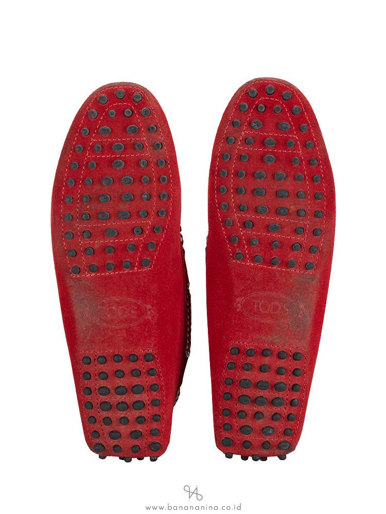 TOD'S Gommino Suede Driver Red Sz 39