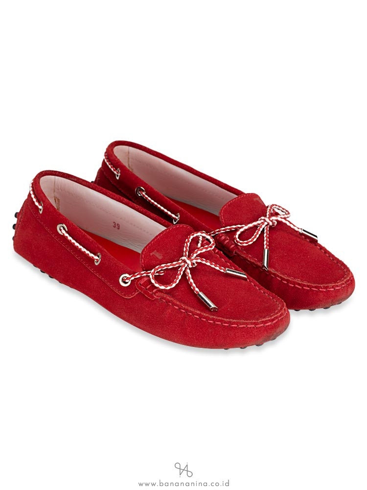 TOD'S Gommino Suede Driver Red Sz 39