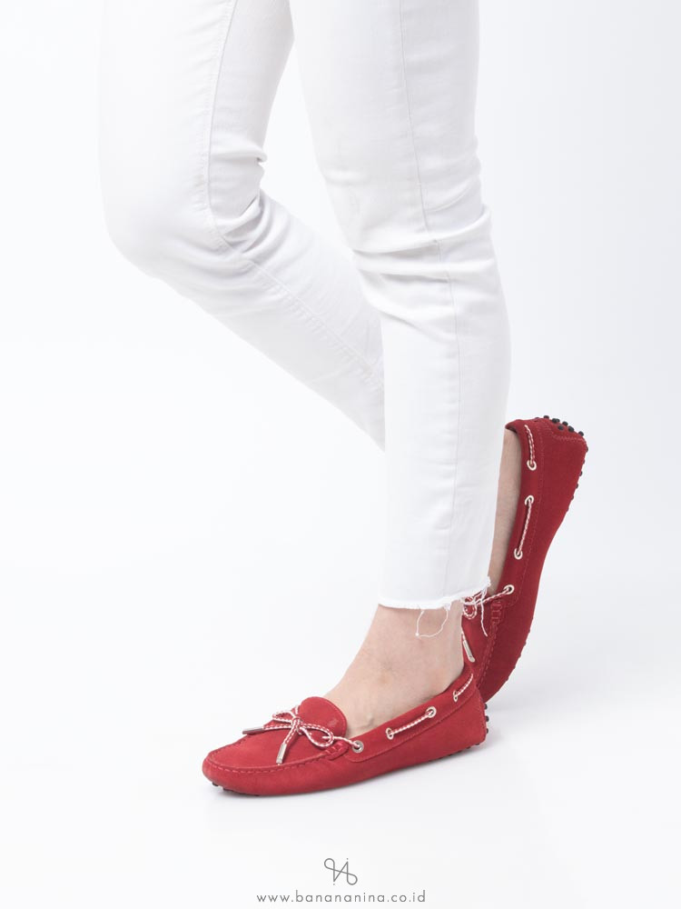 TOD'S Gommino Suede Driver Red Sz 39
