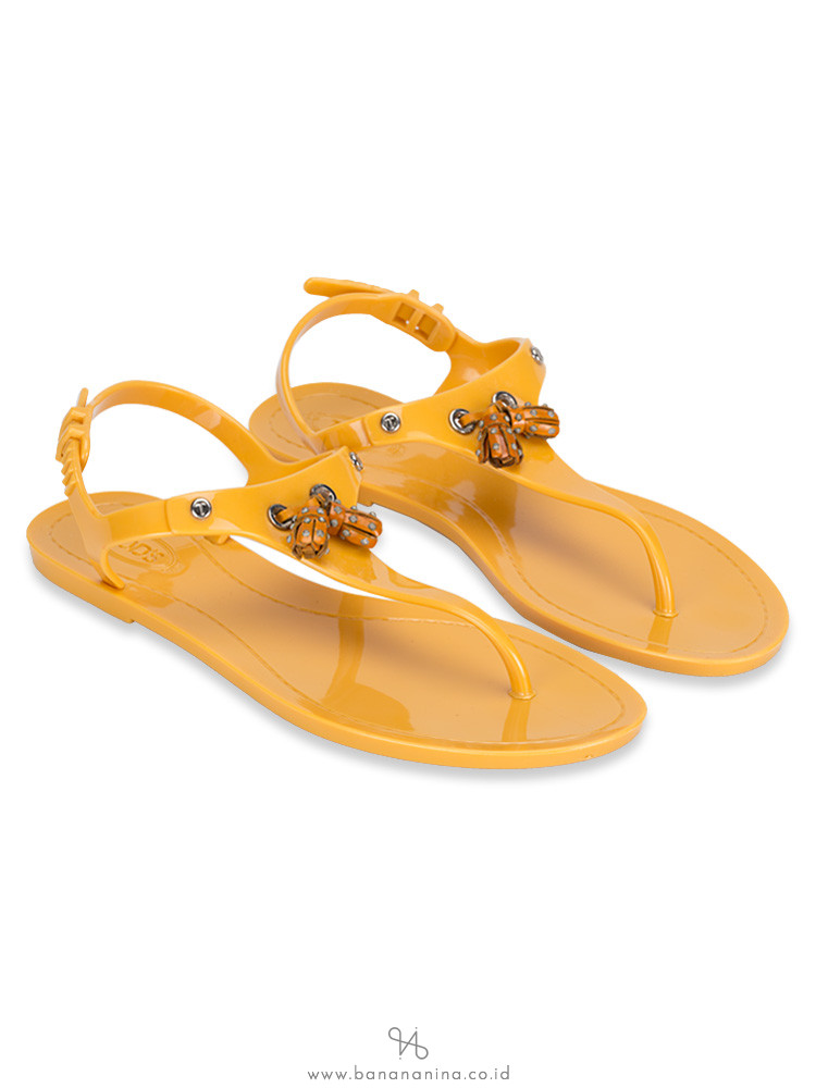 TOD'S Tassel Jelly Sandals Yellow Sz 38