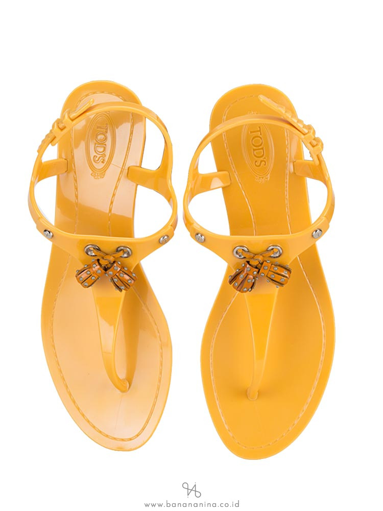 TOD'S Tassel Jelly Sandals Yellow Sz 38