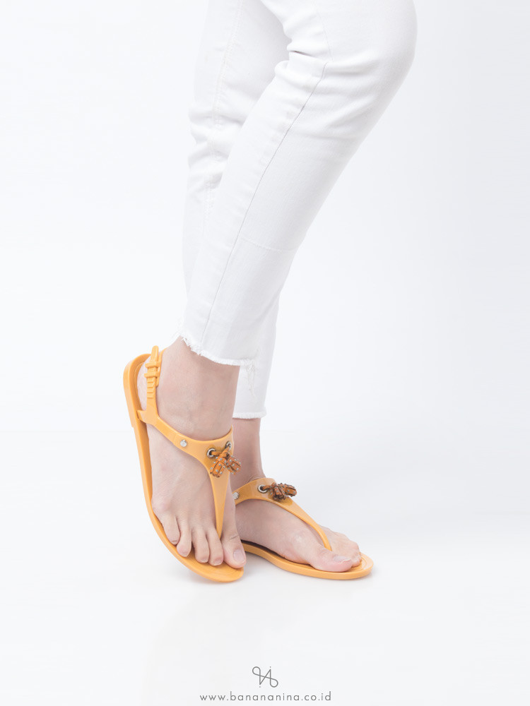 TOD'S Tassel Jelly Sandals Yellow Sz 38