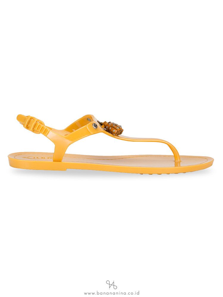 TOD'S Tassel Jelly Sandals Yellow Sz 38