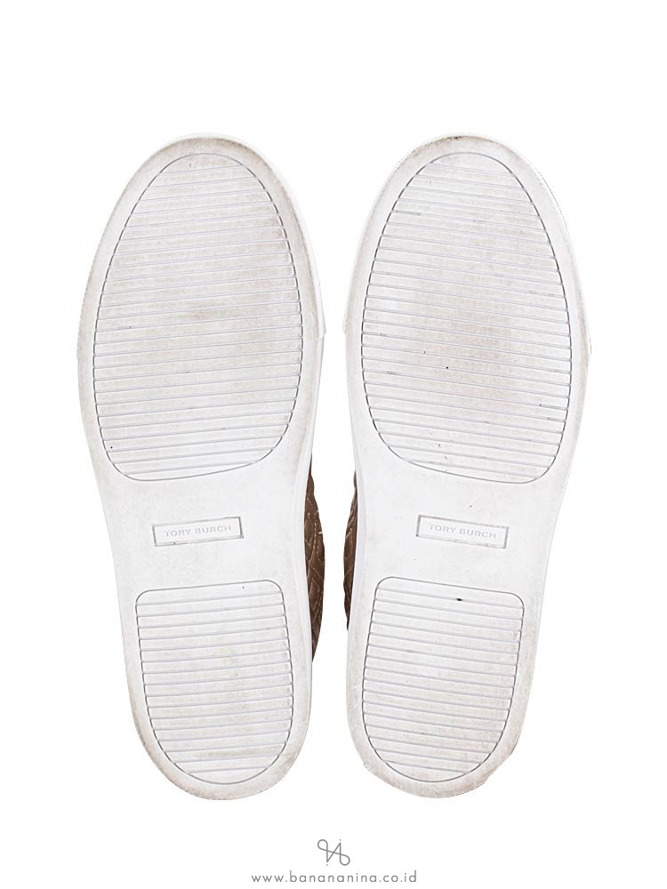 TORY BURCH Marion Quilted Lace Up Sneaker Rosegold Sz 9
