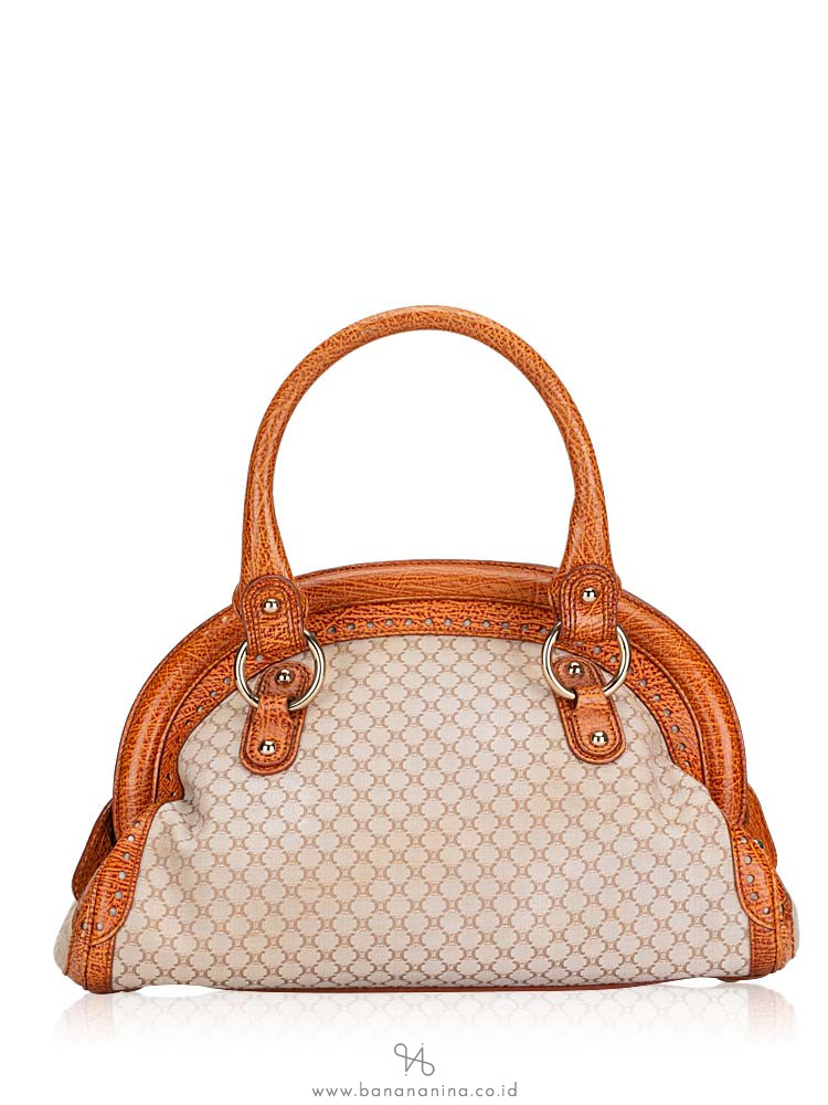 CELINE Vintage Macadam Canvas Bag Cognac Brown
