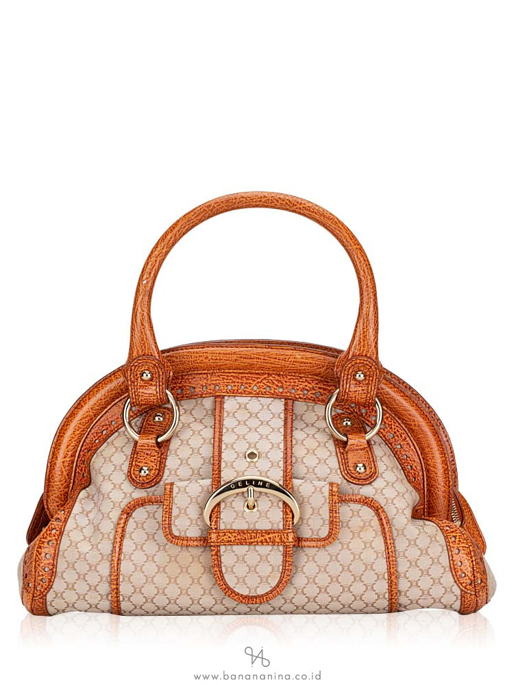 CELINE Vintage Macadam Canvas Bag Cognac Brown