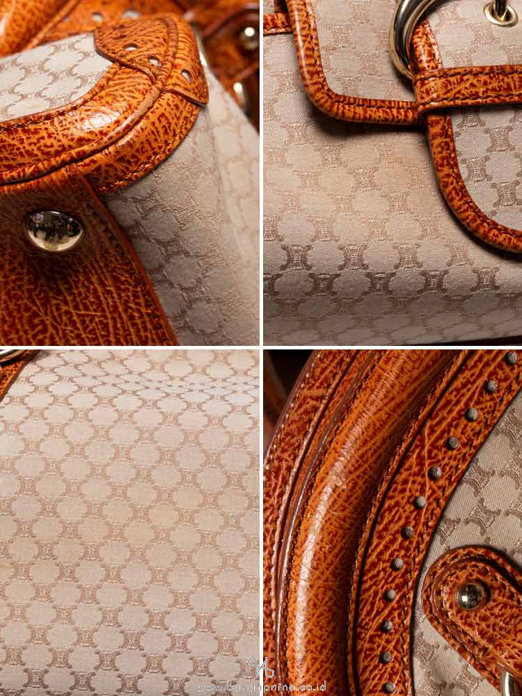 CELINE Vintage Macadam Canvas Bag Cognac Brown