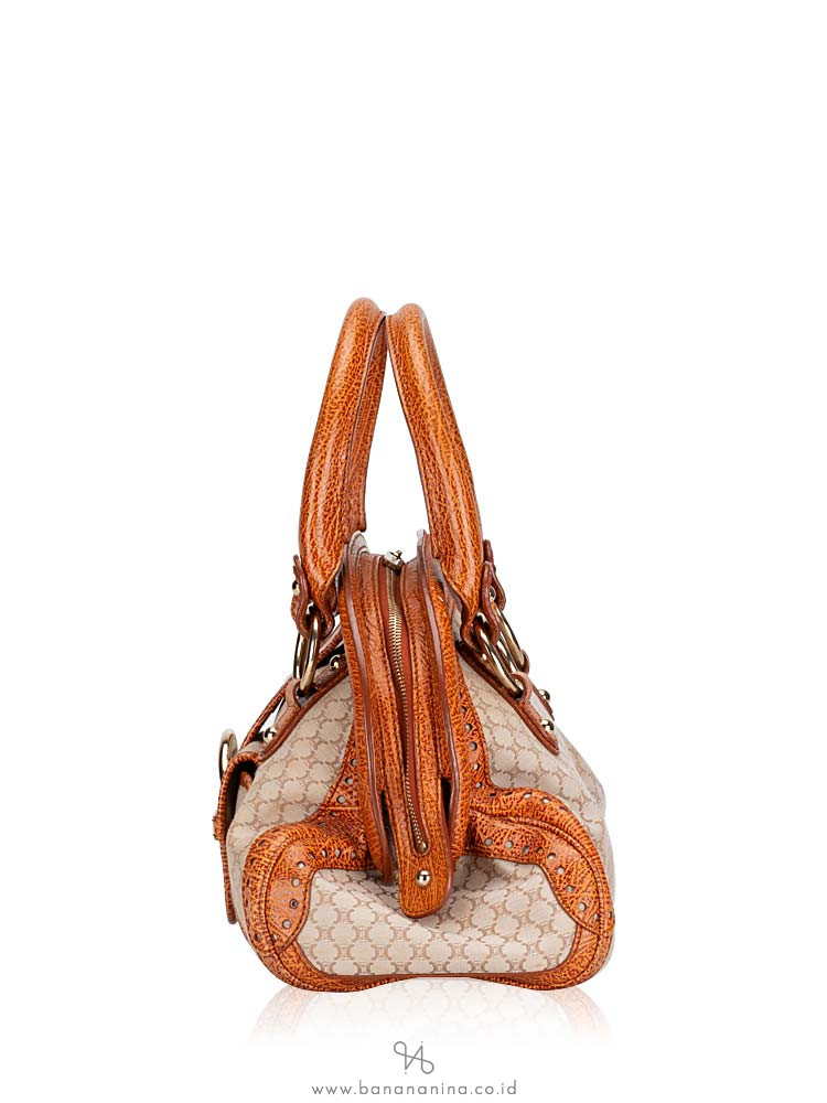 CELINE Vintage Macadam Canvas Bag Cognac Brown
