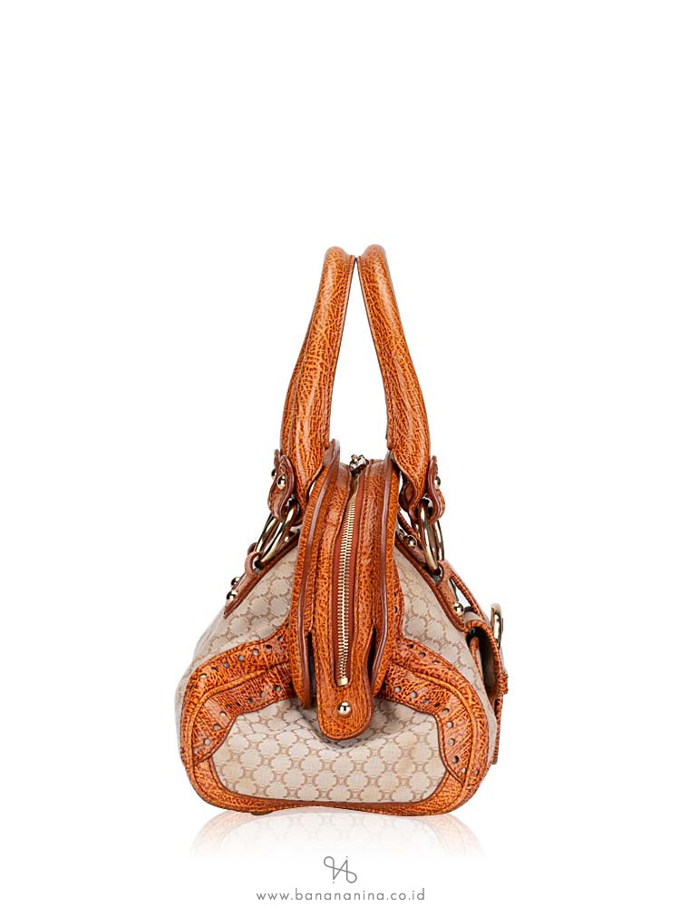 CELINE Vintage Macadam Canvas Bag Cognac Brown