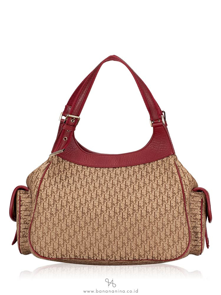 CHRISTIAN DIOR Dior Vintage Trotter Shoulder Bag Red