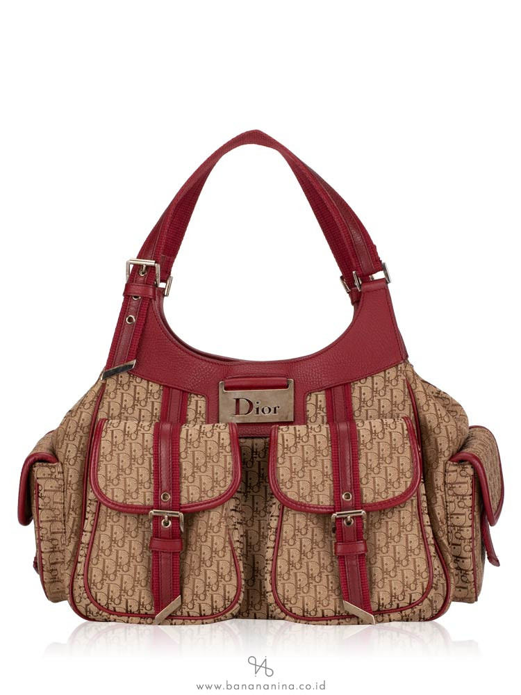 CHRISTIAN DIOR Dior Vintage Trotter Shoulder Bag Red