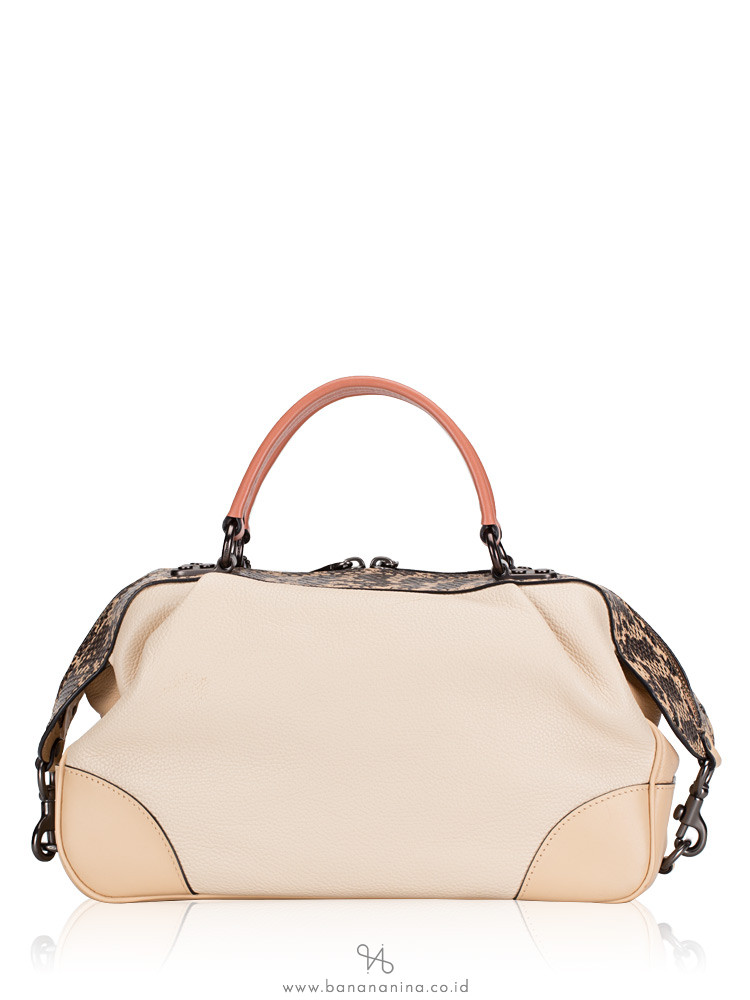 COACH 69622 Snakeskin Colorblock Lane Satchel Ivory Multi
