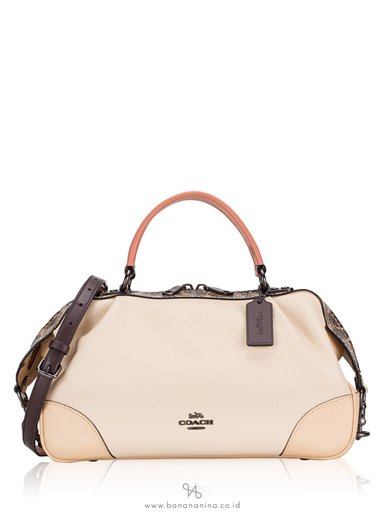 COACH 69622 Snakeskin Colorblock Lane Satchel Ivory Multi