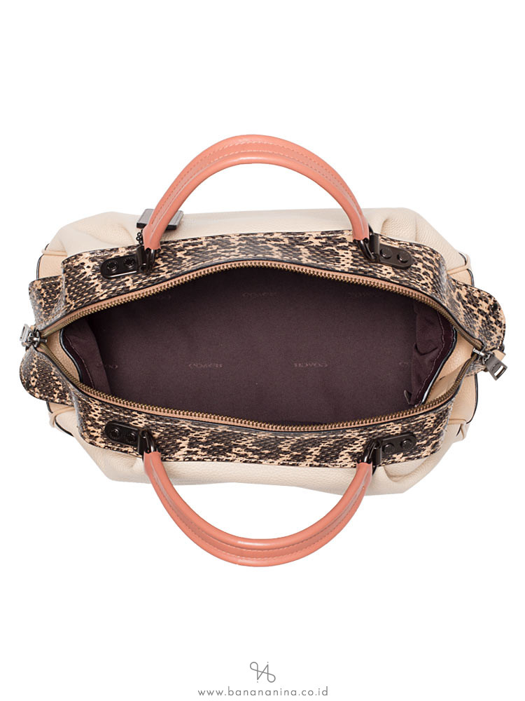 COACH 69622 Snakeskin Colorblock Lane Satchel Ivory Multi