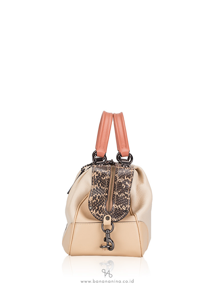 COACH 69622 Snakeskin Colorblock Lane Satchel Ivory Multi