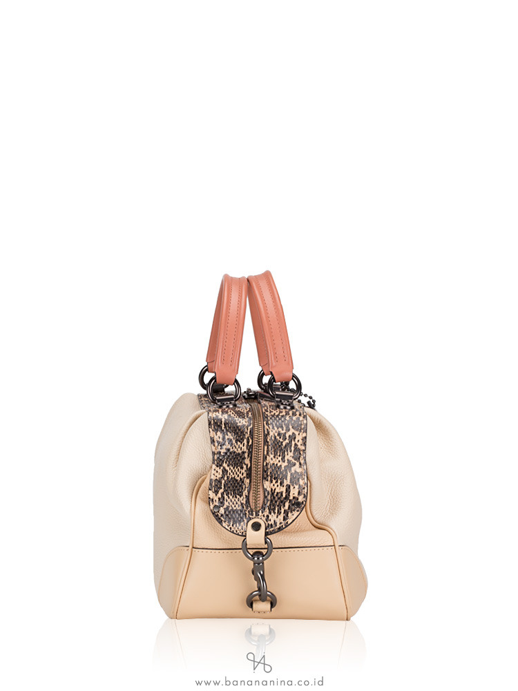 COACH 69622 Snakeskin Colorblock Lane Satchel Ivory Multi