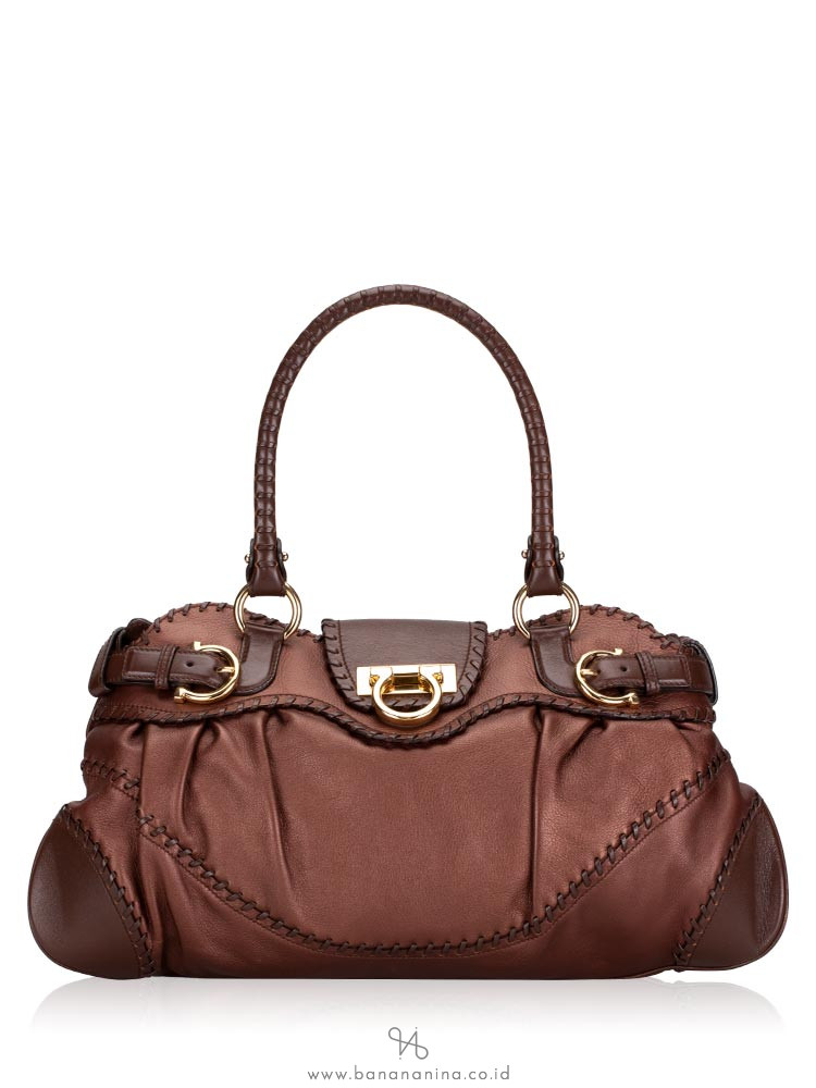 SALVATORE FERRAGAMO Marisa Gancini Satchel Bronze