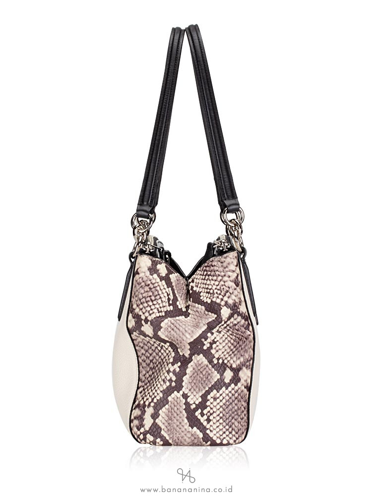 COACH 57507 Mixed Leather Small Christie Chalk Multi