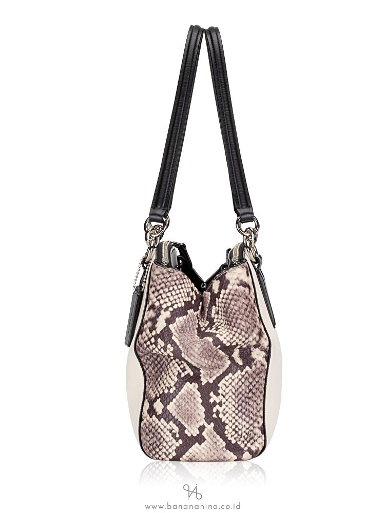 COACH 57507 Mixed Leather Small Christie Chalk Multi