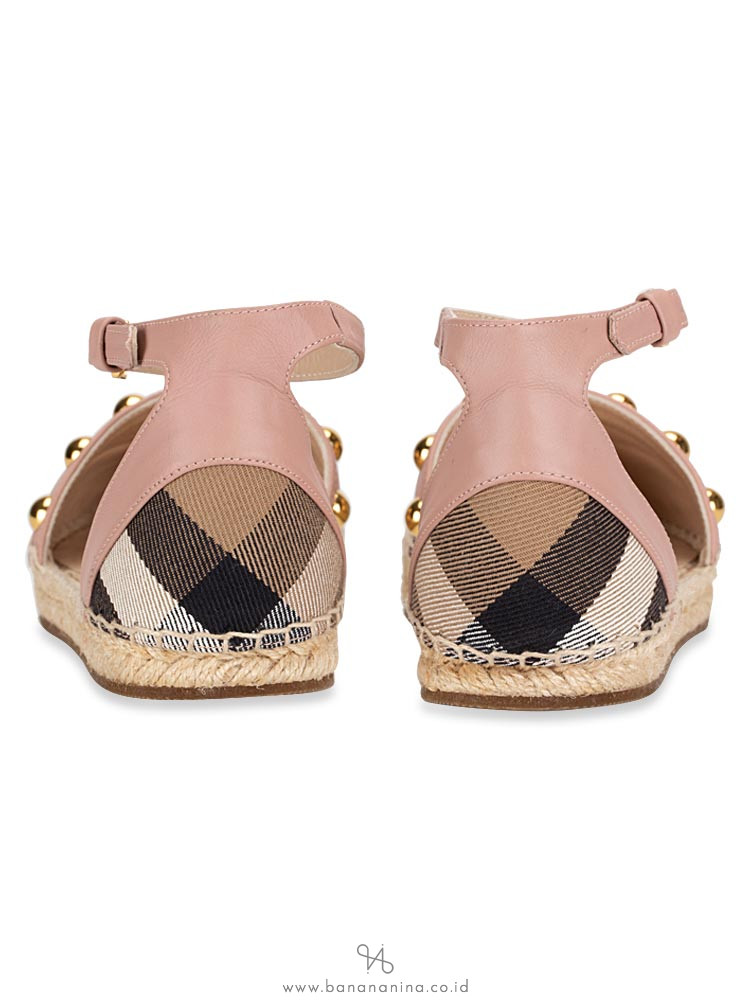BURBERRY Nova Check Canvas Abbingdon Espadrille Pink Multi Sz 37