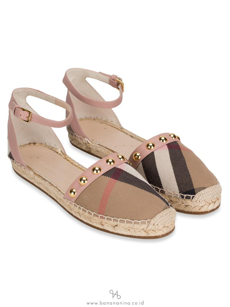 BURBERRY Nova Check Canvas Abbingdon Espadrille Pink Multi Sz 37
