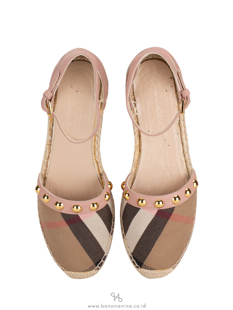 BURBERRY Nova Check Canvas Abbingdon Espadrille Pink Multi Sz 37