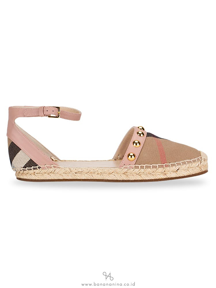 BURBERRY Nova Check Canvas Abbingdon Espadrille Pink Multi Sz 37