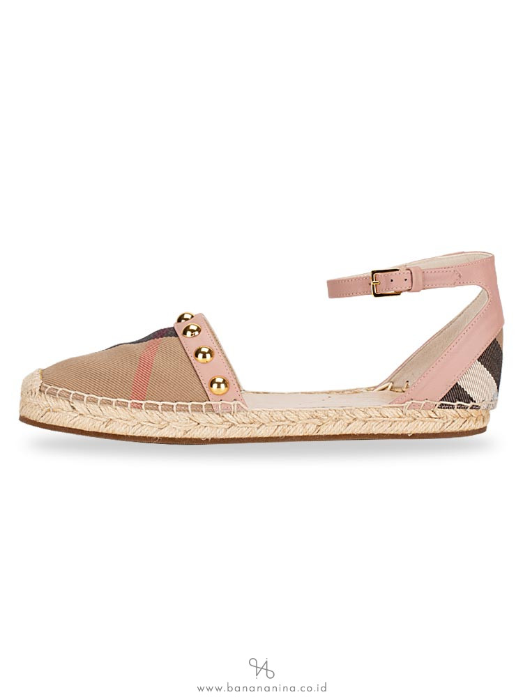 BURBERRY Nova Check Canvas Abbingdon Espadrille Pink Multi Sz 37