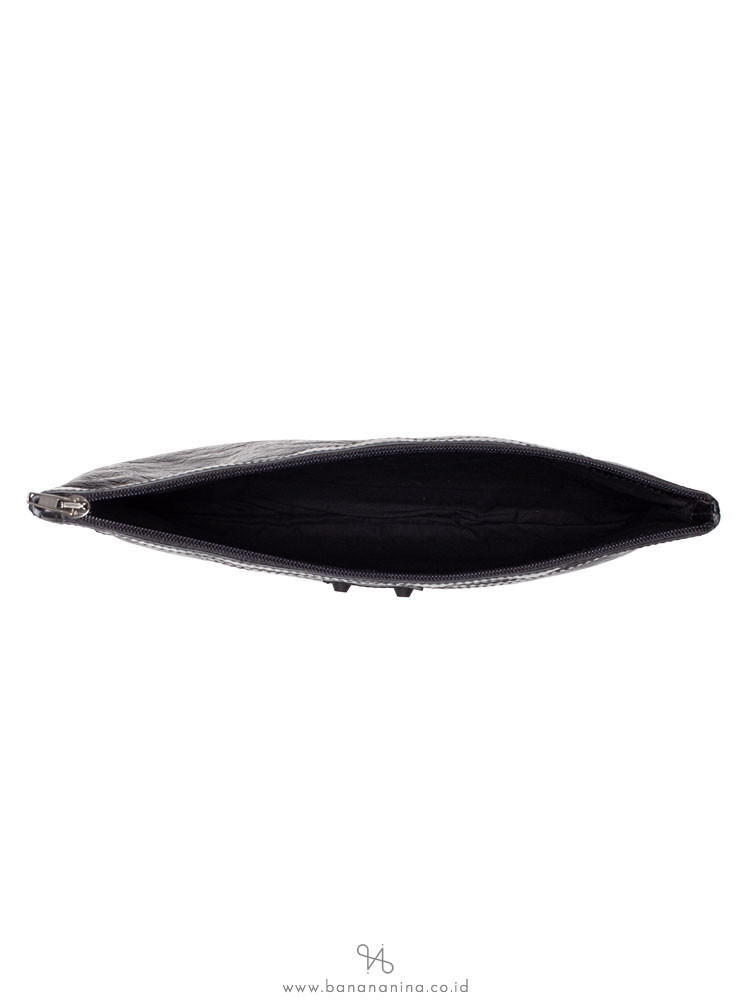 BALENCIAGA Valencia Calyx Leather Clutch Black