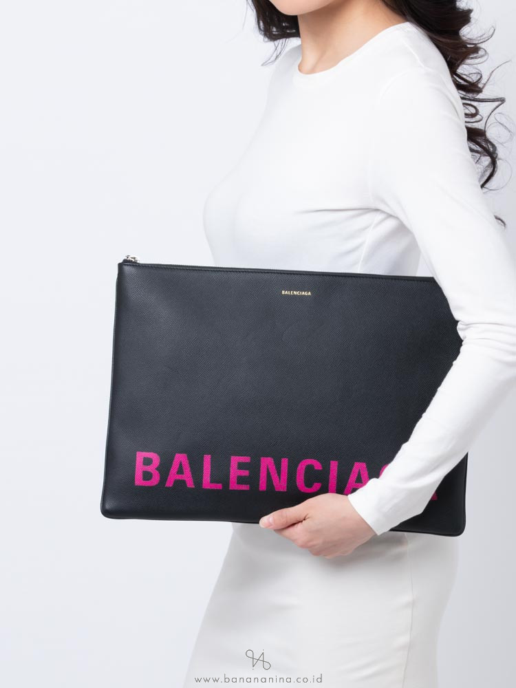 BALENCIAGA Ville Large Pouch Black Pink