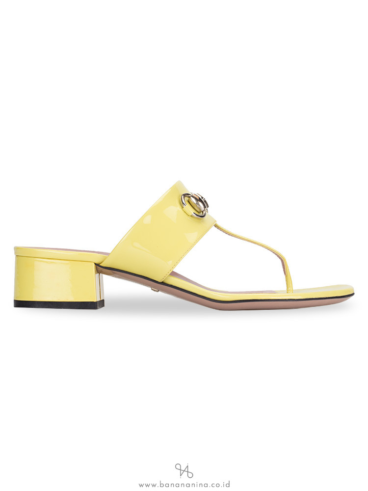 GUCCI Horsebit Vernis Sandal Mimosa Sz 37