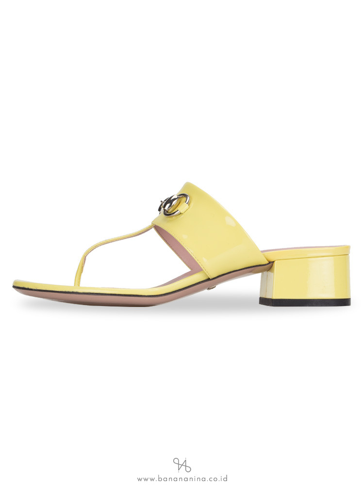 GUCCI Horsebit Vernis Sandal Mimosa Sz 37