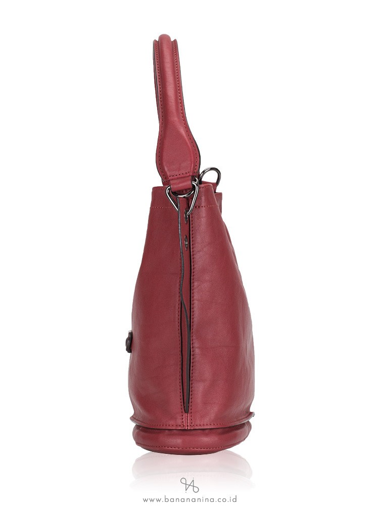 Longchamp 3d Leather Bucket Bag Red Garnet
