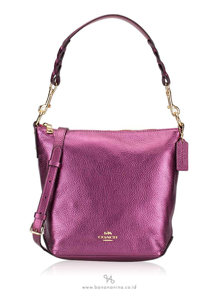 COACH 87691 Leather Mini Abby Duffle Satchel Metallic Berry