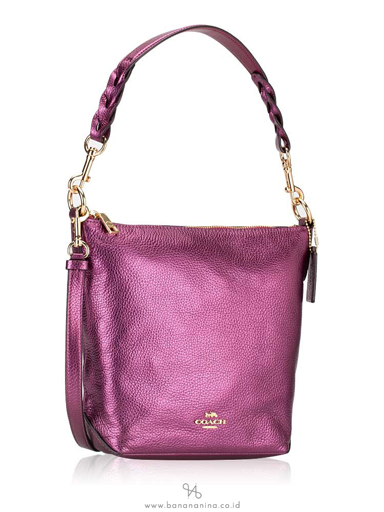 COACH 87691 Leather Mini Abby Duffle Satchel Metallic Berry