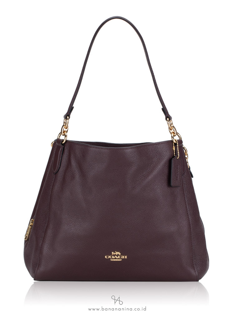 COACH 80268 Pebble Leather Hallie Shoulder Bag Oxblood