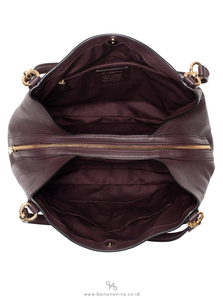 COACH 80268 Pebble Leather Hallie Shoulder Bag Oxblood