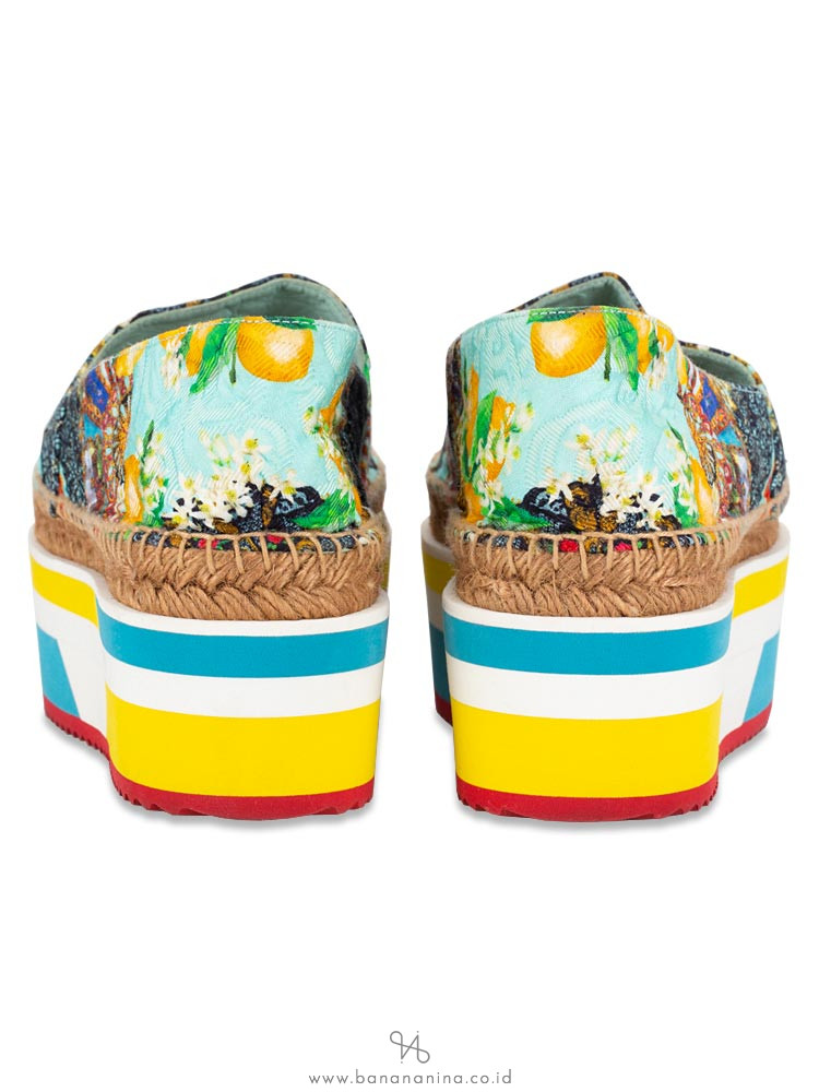 DOLCE & GABBANA Floral Print Fabric Platform Espadrilles Multicolor Sz 41