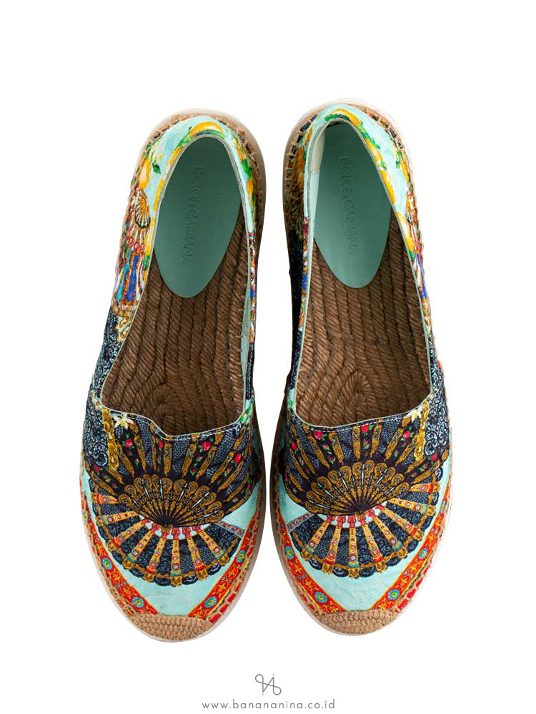 DOLCE & GABBANA Floral Print Fabric Platform Espadrilles Multicolor Sz 41
