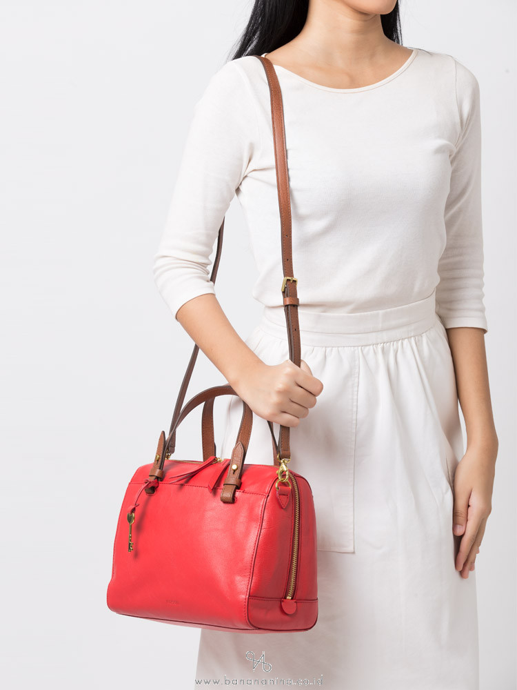 Fossil rachel satchel brick red clearance