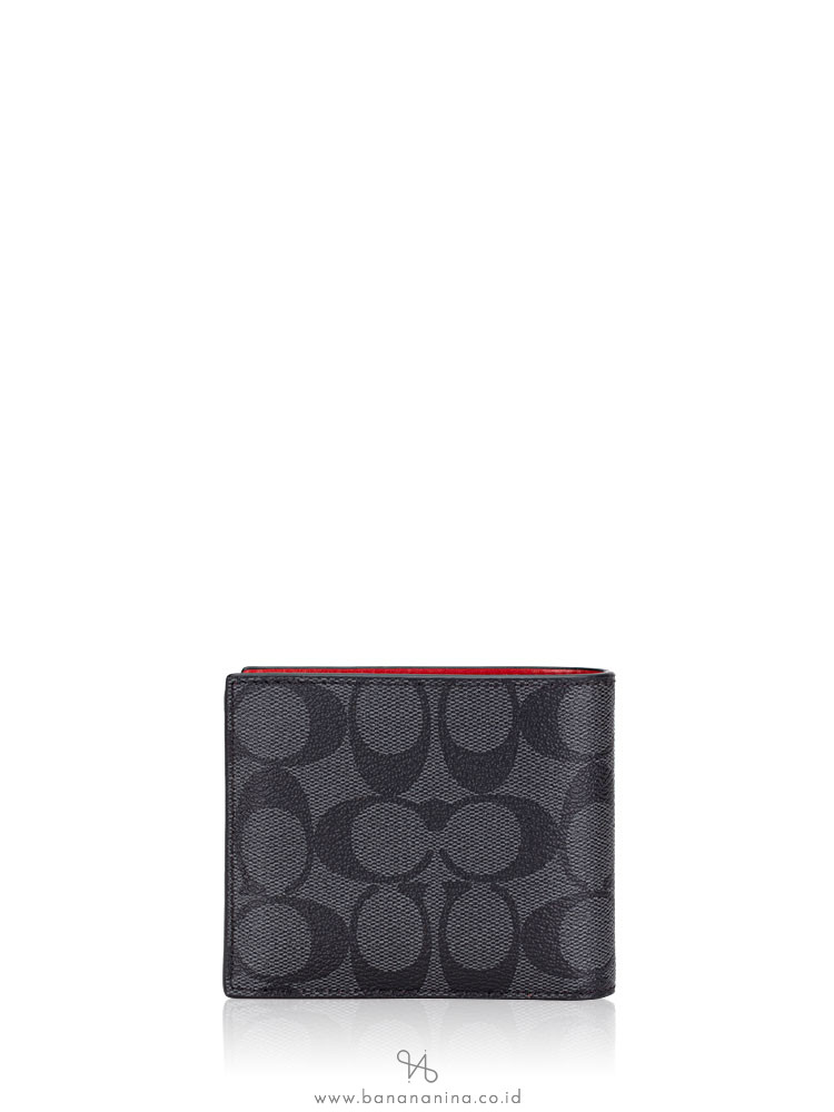 COACH Men 91626 Signature 3 In 1 Colorblock Wallet Sport Red Charcoal